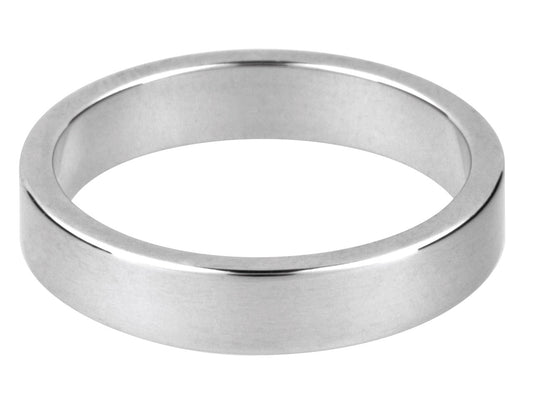 9ct White Gold Flat Wedding Ring 8.0mm Heavy Weight