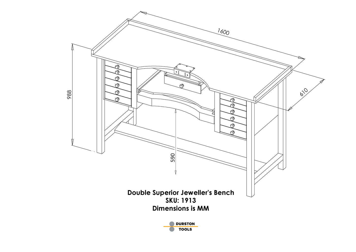 Goldsmith's Work Bench with Double Drawers