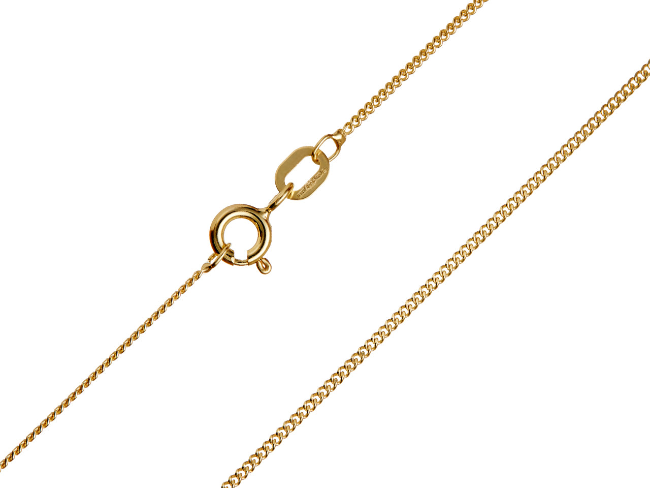 9ct Yellow Gold 0.8mm Diamond Cut Curb Chain