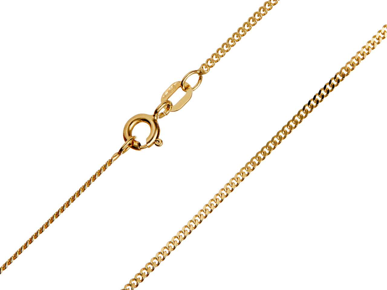 9ct Yellow Gold 1.3mm Diamond Cut Curb Chain